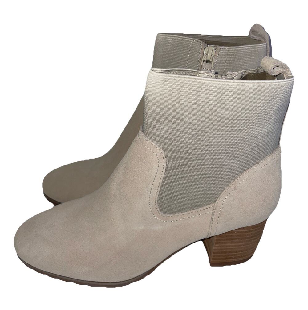 Violet & Red Loaded Knit Cuff Bootie Womens Size 8 Suede Ankle Boots Tan